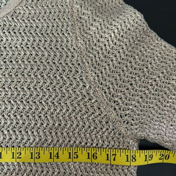 Chicos 2 Rose Gold Metallic Sweater Knit Womens L Old Money Elegant Summer Tunic - Picture 11 of 12